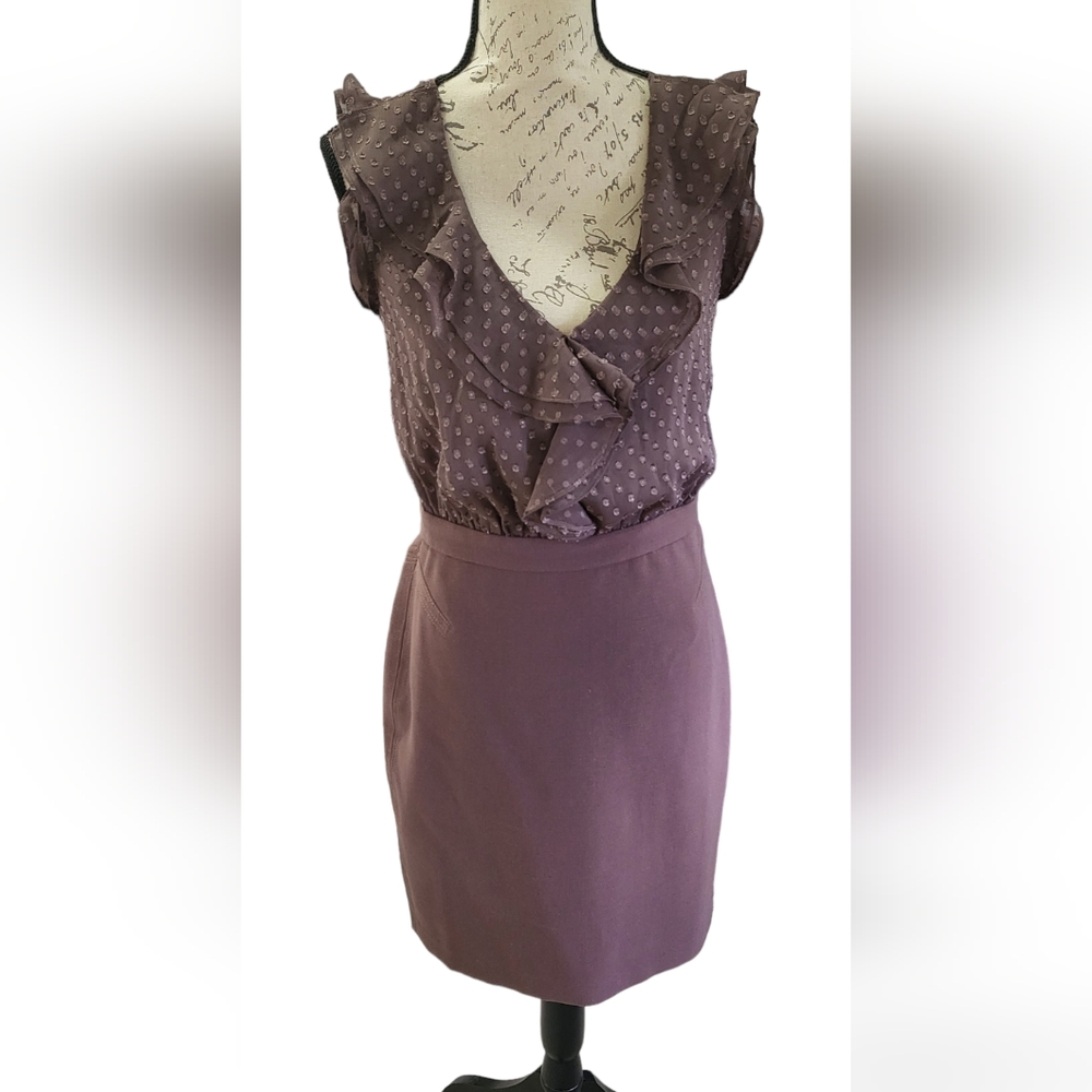 Anne Taylor LOFT Mocha Brown Polka Dot Business Professional Dress 👗 Size 4